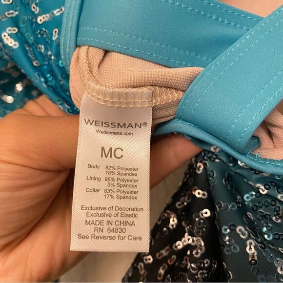 WEISSMAN Dance Costume aqua blue teal ombre Lost It To Trying 12731 Child MC - Picture 7 of 10